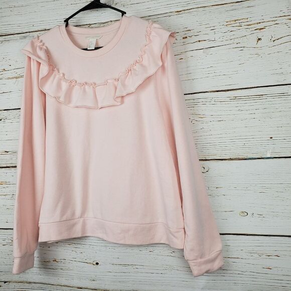 H&M Pink Ruffle Sweatshirt - Picture 2 of 4